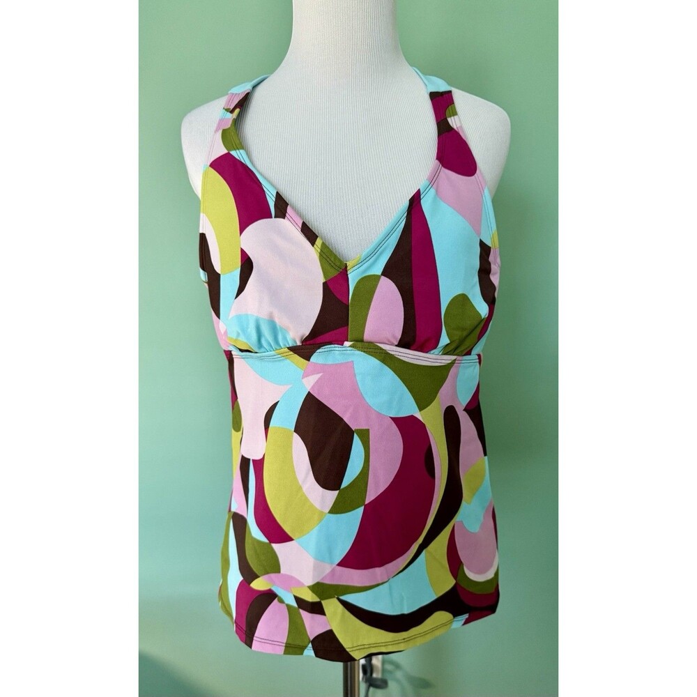 Arhleta Tankini Halter Top -size 4- Colorful Abstract Pattern